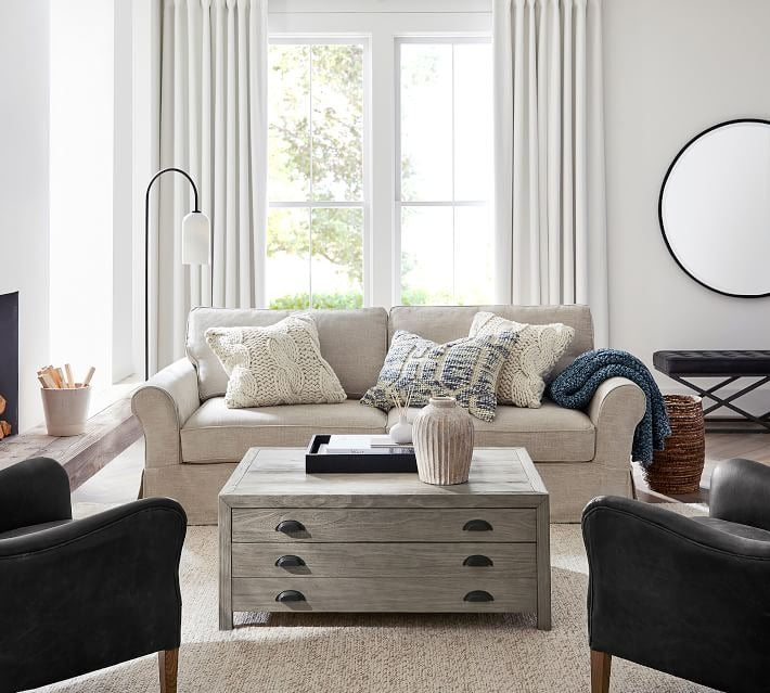 Comfortable roll-arm removable sofa