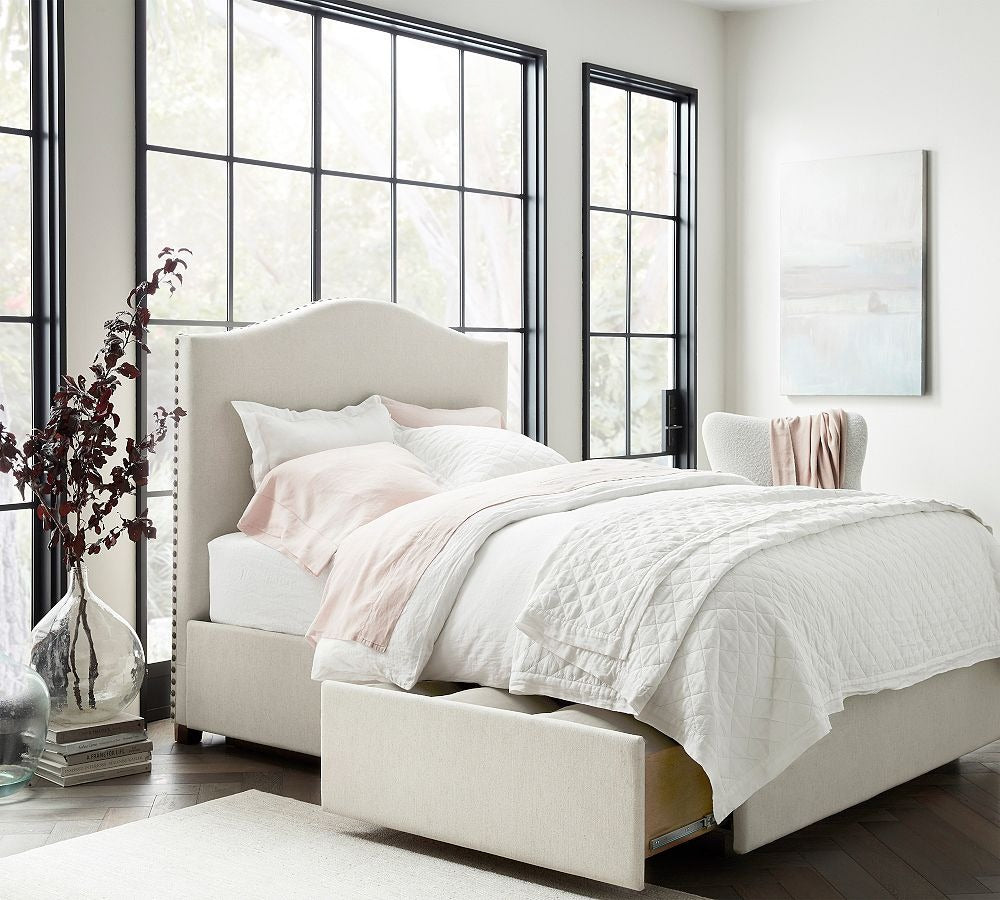 Curved Upholstered Storage Bed
