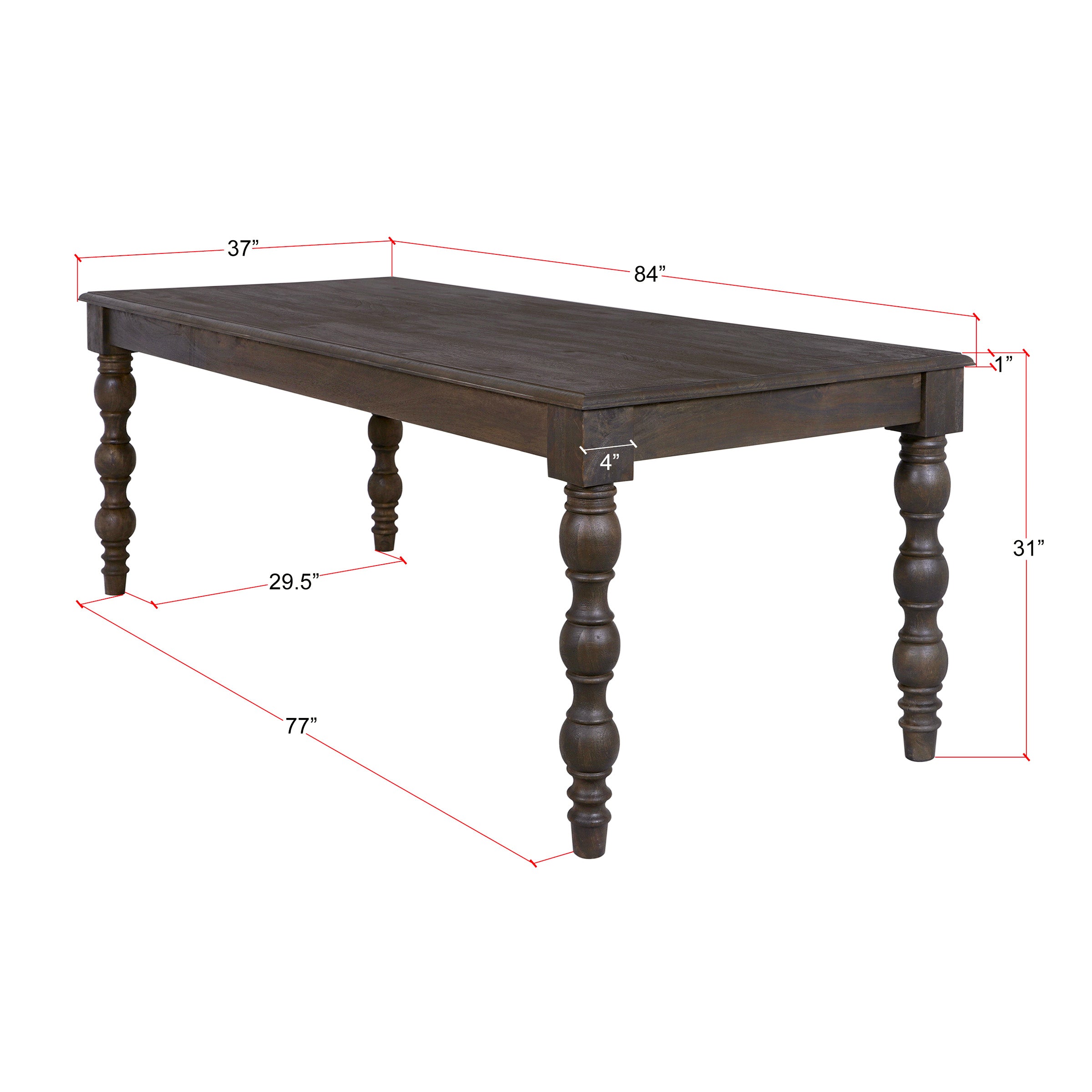 French country style coffee brown rectangular dining table