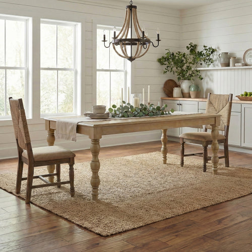 Dining Table Solid Mango Wood Rustic White French Country 84 inch