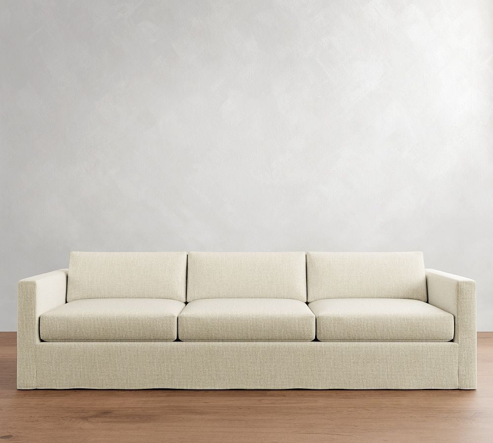 Sofa with slender armrests