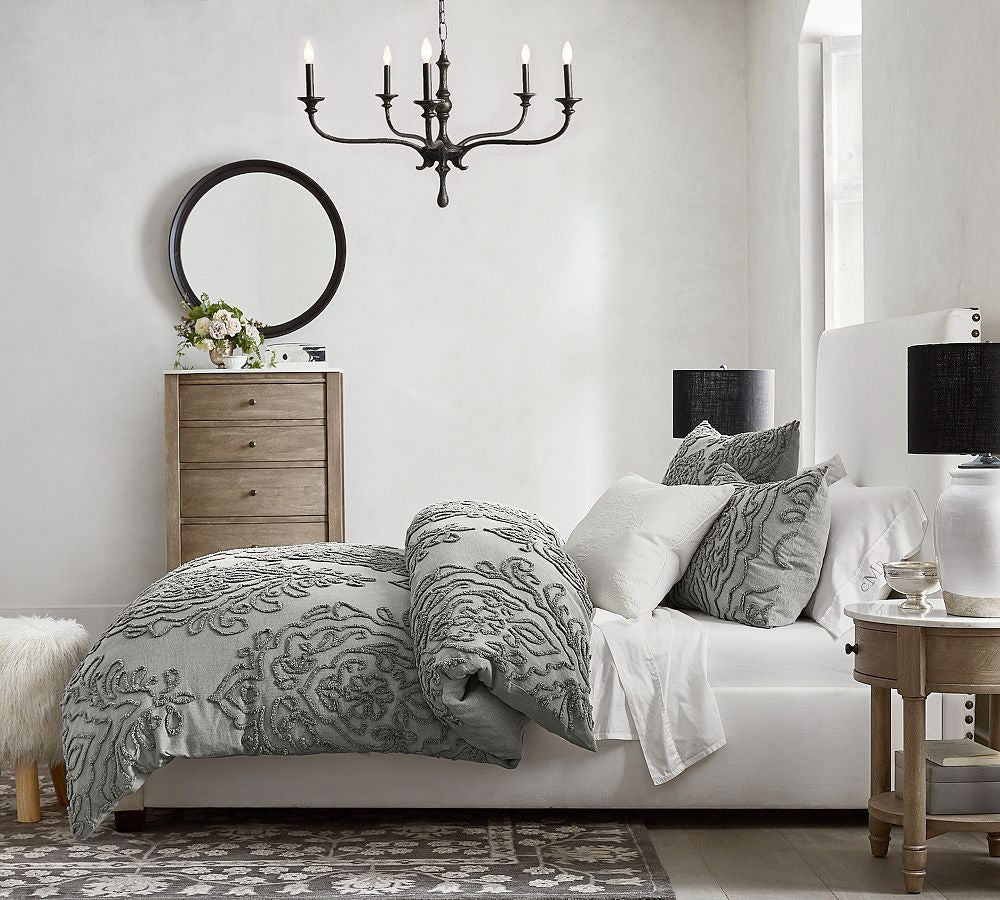 Square upholstered bed
